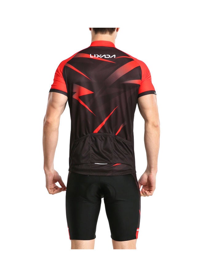 2-Piece Breathable Cycling Shirt With Padded Shorts Set M