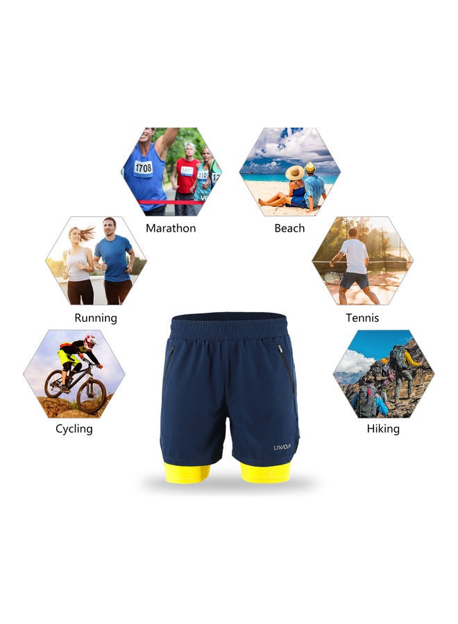Men 2 in 1 Quick Drying Breathable Jogging Shorts XL