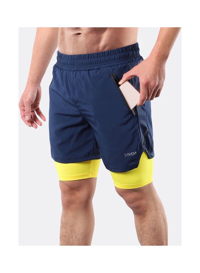 Men 2 in 1 Quick Drying Breathable Jogging Shorts XL