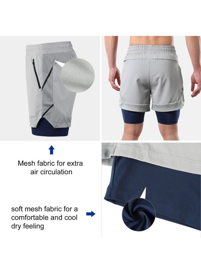 Men 2 in 1 Quick Drying Breathable Jogging Shorts XXL