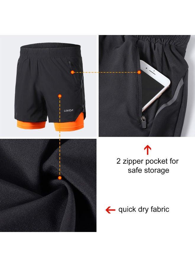 Men 2 in 1 Quick Drying Breathable Jogging Shorts XXL