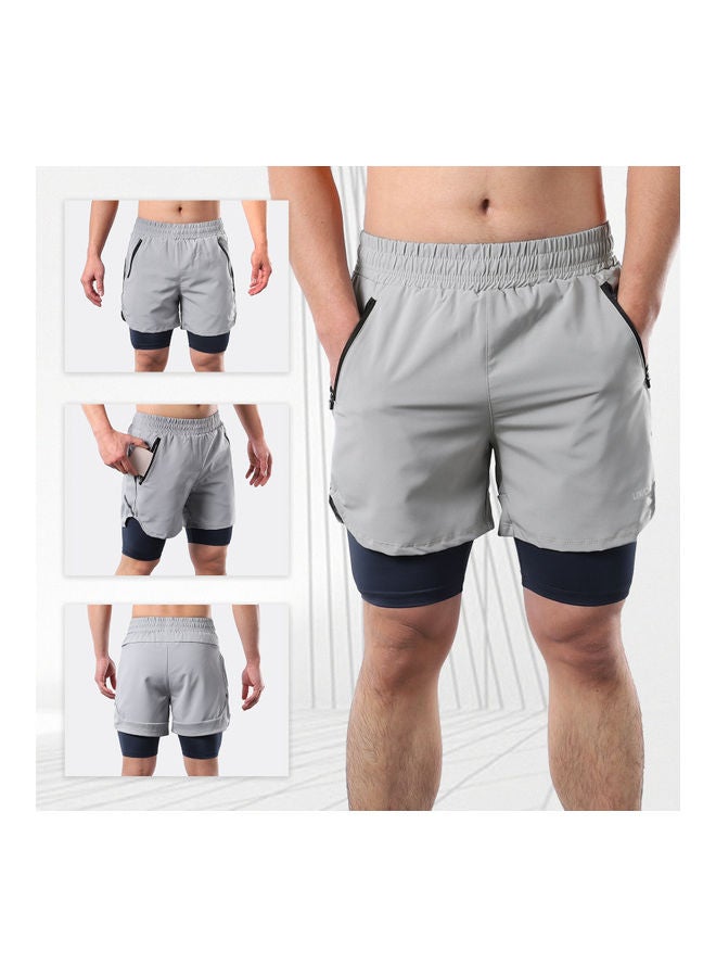 Men 2 in 1 Quick Drying Breathable Jogging Shorts XL