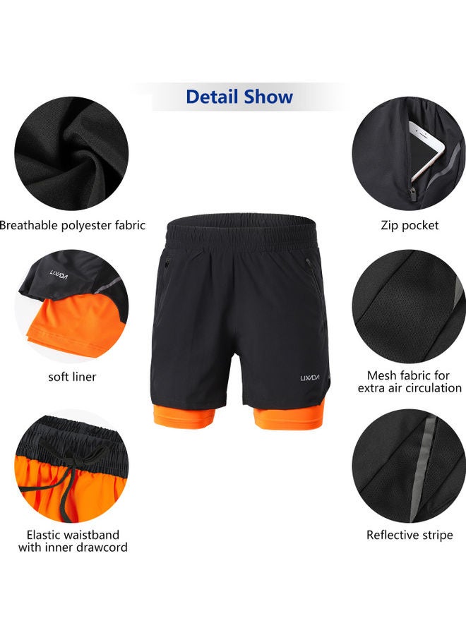Men 2 in 1 Quick Drying Breathable Jogging Shorts M