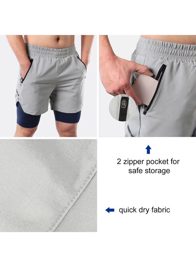 Men 2 in 1 Quick Drying Breathable Jogging Shorts S