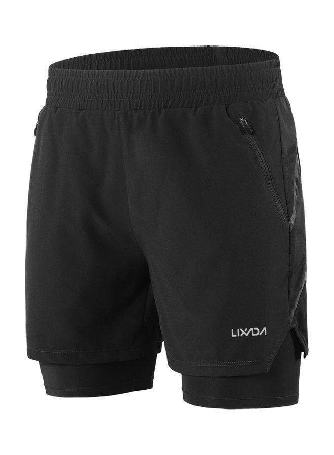 Men 2 in 1 Quick Drying Breathable Jogging Shorts L