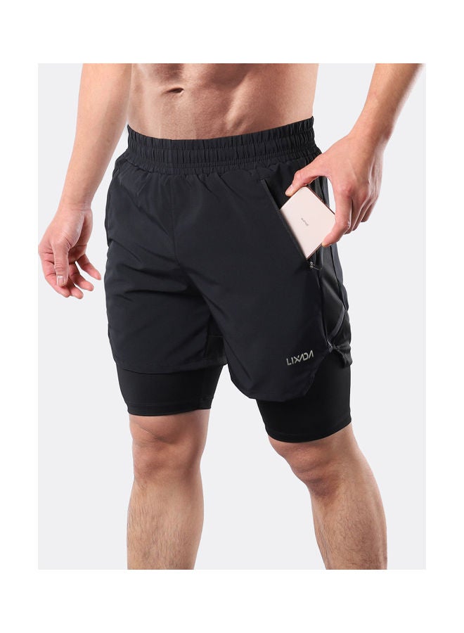 Men 2 in 1 Quick Drying Breathable Jogging Shorts L