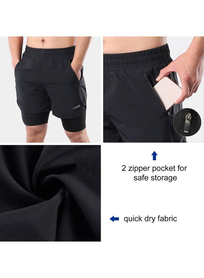 Men 2 in 1 Quick Drying Breathable Jogging Shorts L