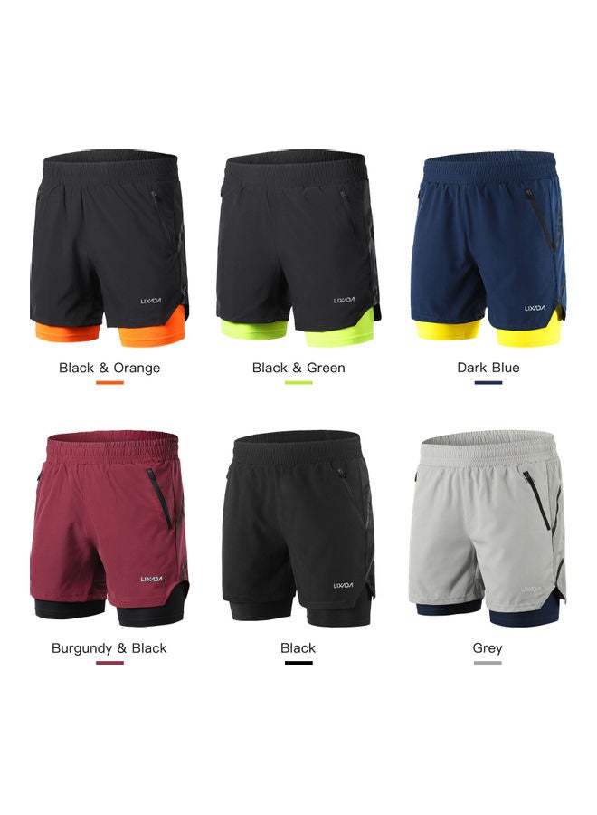 Men 2 in 1 Quick Drying Breathable Jogging Shorts L