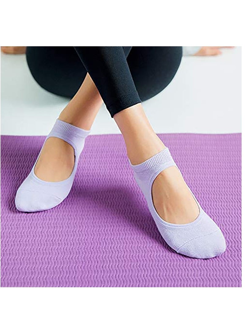 Ladies Anti-Slip Yoga Socks, Pilates Socks, Anti-Slip Grip Socks for Sports Dance Backless Professional Anti-Slip Pilates Fitness(6 Pairs)