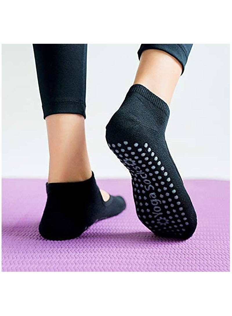 Ladies Anti-Slip Yoga Socks, Pilates Socks, Anti-Slip Grip Socks for Sports Dance Backless Professional Anti-Slip Pilates Fitness(6 Pairs)