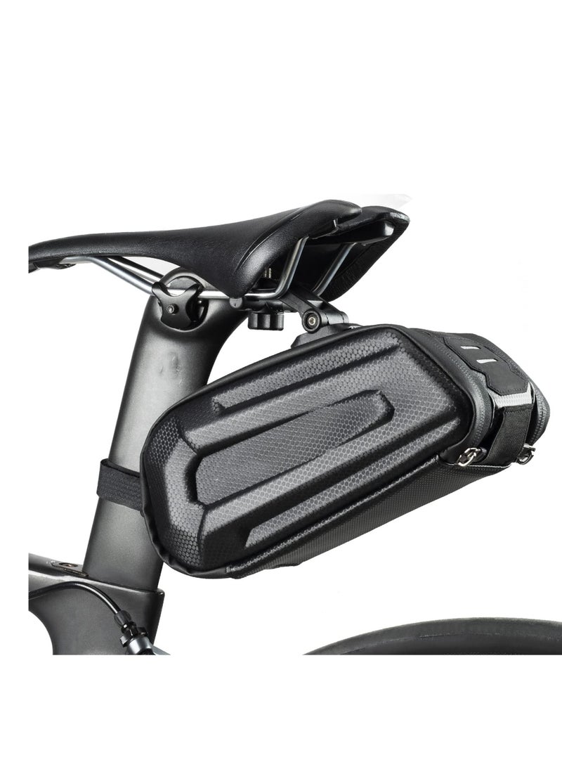 Bike Saddle Bag Bicycle Under Seat 3D Hard Shell with Silver Reflective Strip Bags for Mountain Road Bikes, Pack under Seat,hanging taillight 1.7L