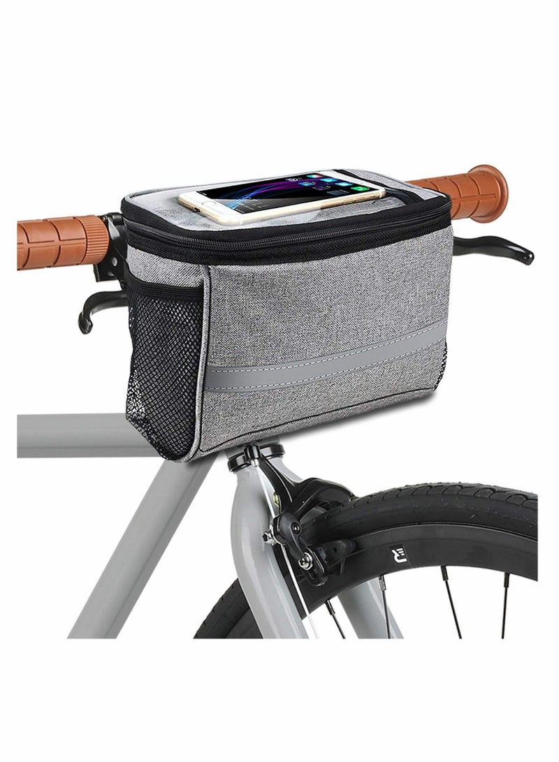 Bike Basket, Insulated Thermal Cooler, Water Resistant Handlebar Bag with Phone Mount, for Accessories Kids Girls Boys Men Women Scooter Cruiser