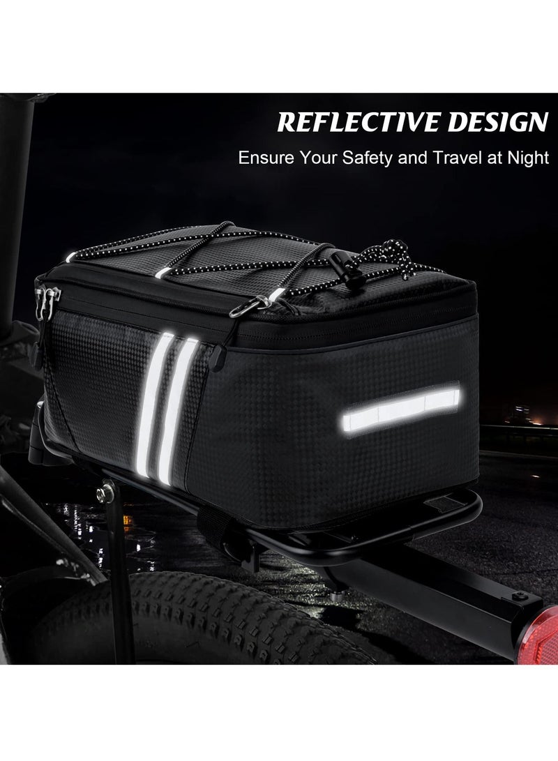 Bicycle Rear Rack Storage Bag, Bike Reflective Trunk Bag Waterproof Rear Rack Bag For Bicycle With Reflective Strips For Outdoor Travel Camping Picnic Commuter