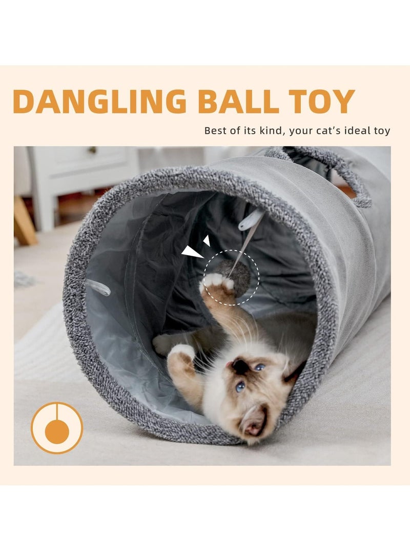 Cat Tunnel 130 cm Long Cat Toys Collapsible Tunnel 30 cm in Diameter Large Cat Tube for Big Cat,Rabbits and Puppy- Large