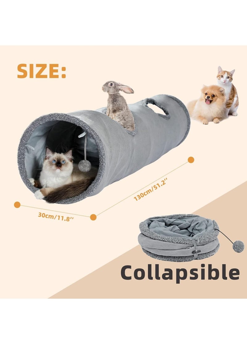 Cat Tunnel 130 cm Long Cat Toys Collapsible Tunnel 30 cm in Diameter Large Cat Tube for Big Cat,Rabbits and Puppy- Large