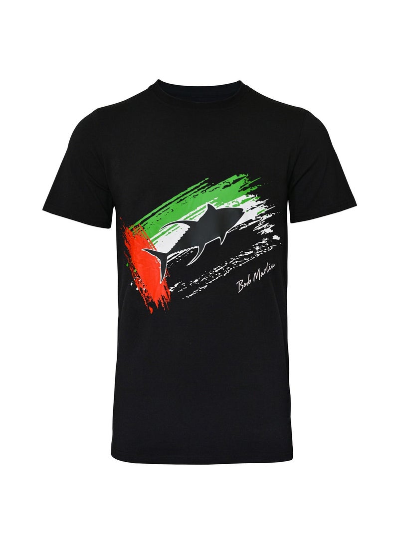 Bob Marlin Premium TShirt One Love for Fishing UAE Tuna Black