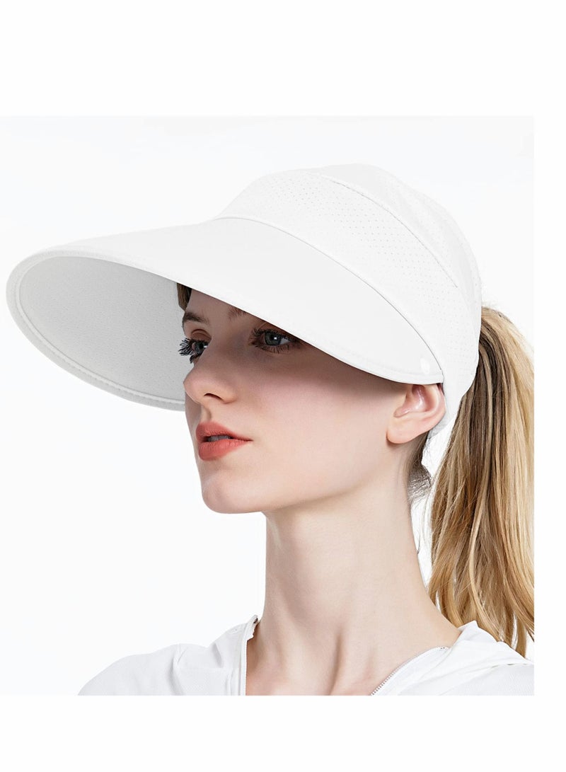 Fishing Hat, Sun Visors UV Protection Ice Cooling Hats Ponytail Hole with Detachable Neck Flap for Men Women