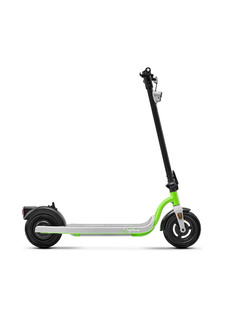 Evo E-Scooter With Turn Signals, Stylish Design With Powerful 350W Brushless Motor, Max Range 25Km, 10” Front And Rear Tyres,Integrated Led Display & 280W Battery, Max Load 100Kg-Green & Grey