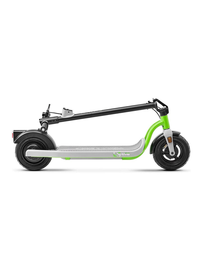 Evo E-Scooter With Turn Signals, Stylish Design With Powerful 350W Brushless Motor, Max Range 25Km, 10” Front And Rear Tyres,Integrated Led Display & 280W Battery, Max Load 100Kg-Green & Grey