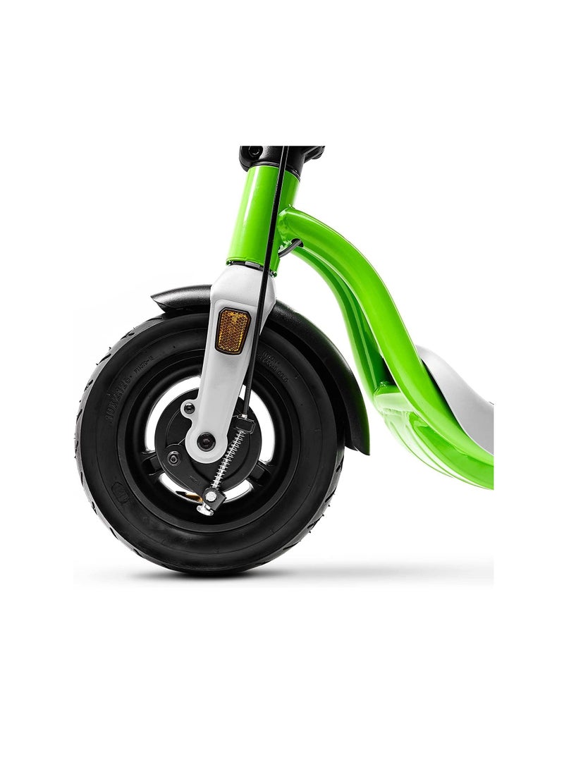Evo E-Scooter With Turn Signals, Stylish Design With Powerful 350W Brushless Motor, Max Range 25Km, 10” Front And Rear Tyres,Integrated Led Display & 280W Battery, Max Load 100Kg-Green & Grey