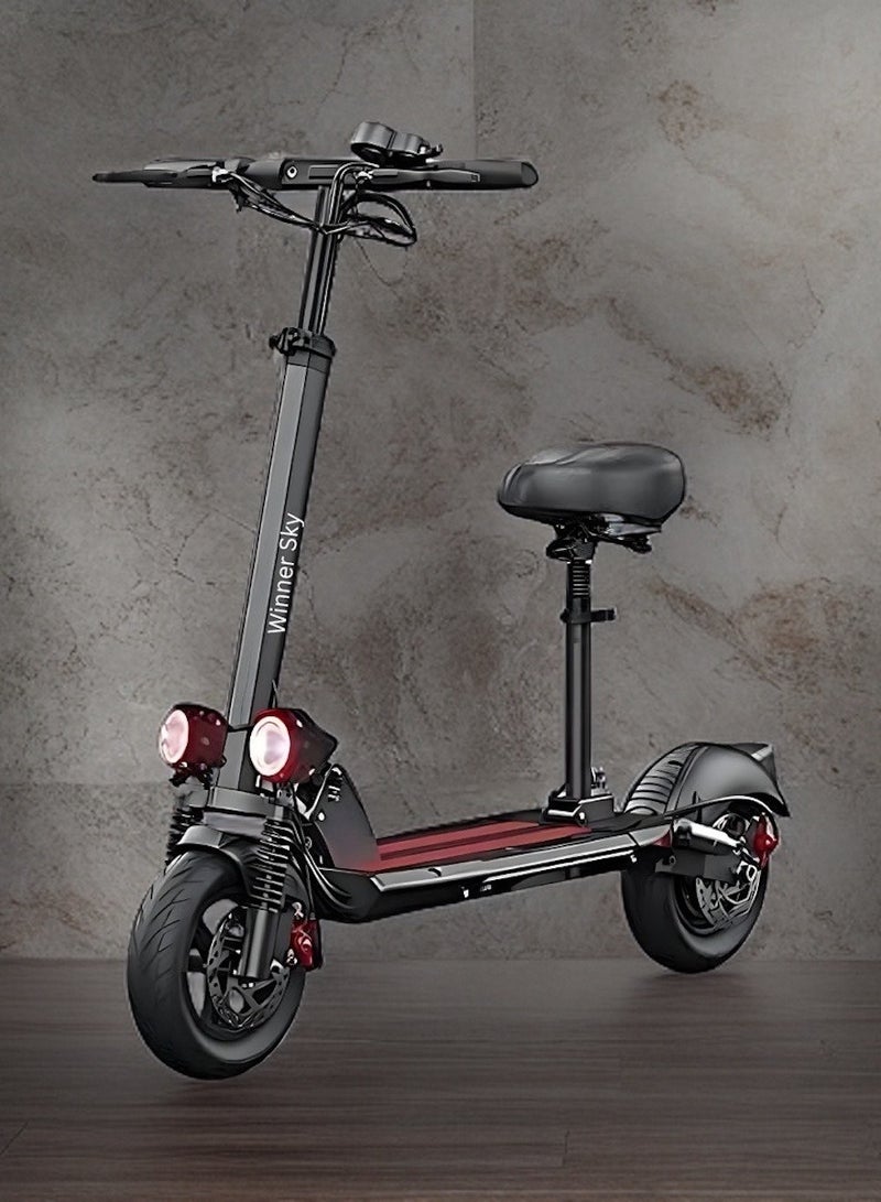 Enhanced E10 Foldable Electric Scooter - 1200W Motor, 48V 13Ah, Anti-Theft, and Extra Smooth Ride Red