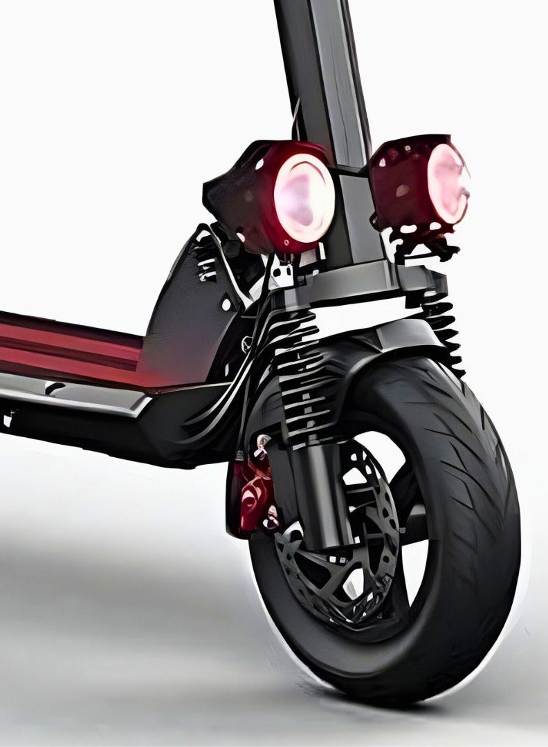 Enhanced E10 Foldable Electric Scooter - 1200W Motor, 48V 13Ah, Anti-Theft, and Extra Smooth Ride Red