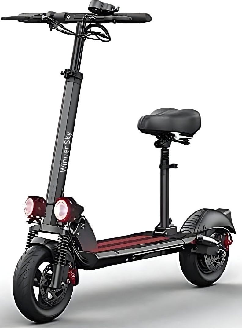 Enhanced E10 Foldable Electric Scooter - 1200W Motor, 48V 13Ah, Anti-Theft, and Extra Smooth Ride Red