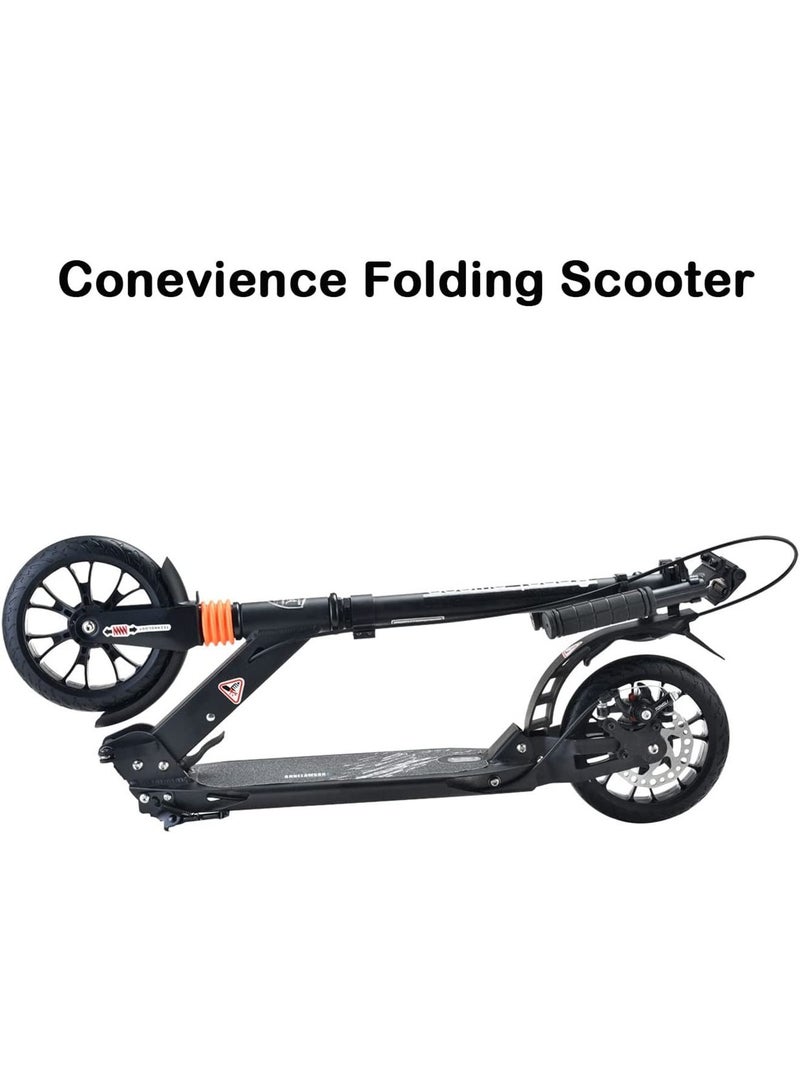 Adult Kick Scooter All Aluminum Body All Terrain Rubber Wheel For Teenagers and Adults (Black)
