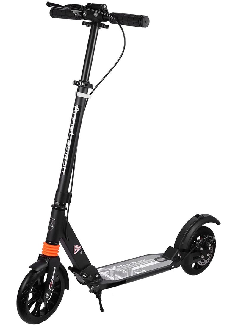 Adult Kick Scooter All Aluminum Body All Terrain Rubber Wheel For Teenagers and Adults (Black)