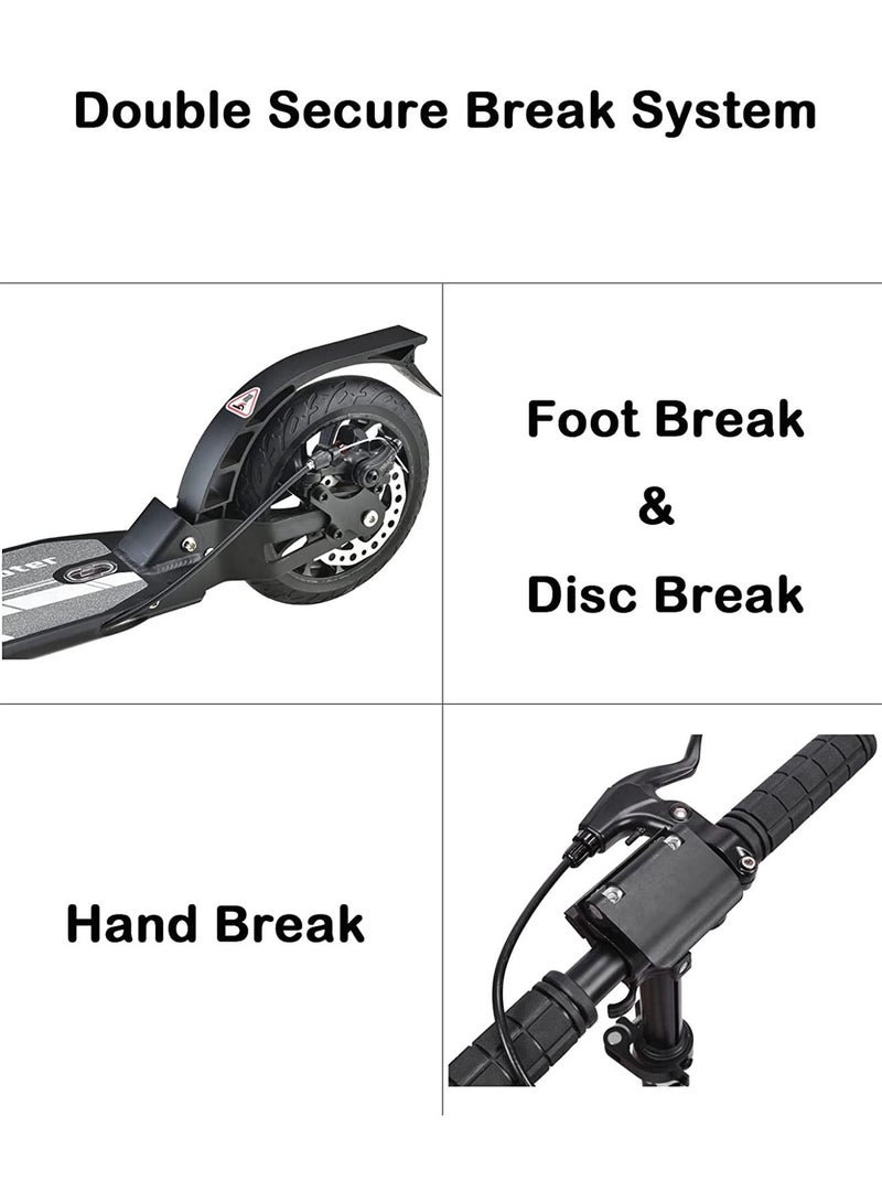Adult Kick Scooter All Aluminum Body All Terrain Rubber Wheel For Teenagers and Adults (Black)