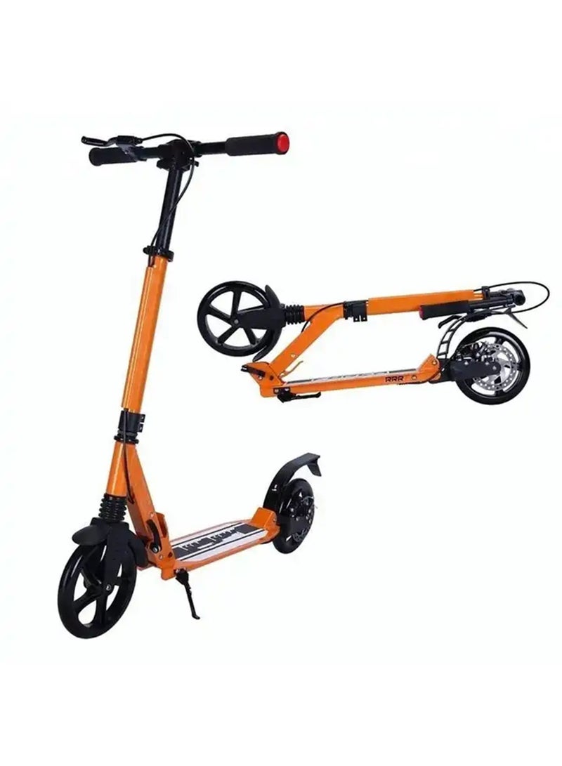 Adult Kick Scooter All Aluminum Body All Terrain Rubber Wheel For Teenagers and Adults Hand Disc Break and Foot Break Carrying Weight Capacity up to 100KG