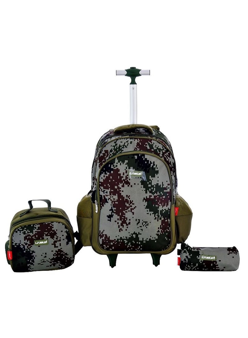 LIVE UP 3 in 1 camouflage trolley school bag with pencil case and lunch bag (30*20*48)