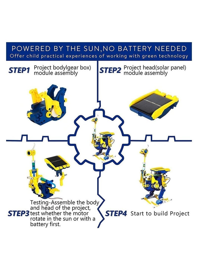 Robot Toy, STEM Solar Project Toys, 11-in-1 Kit, 231 Pieces and Cell Powered 2 in 1, Educational DIY Assembly Kit for Kids Aged 8+