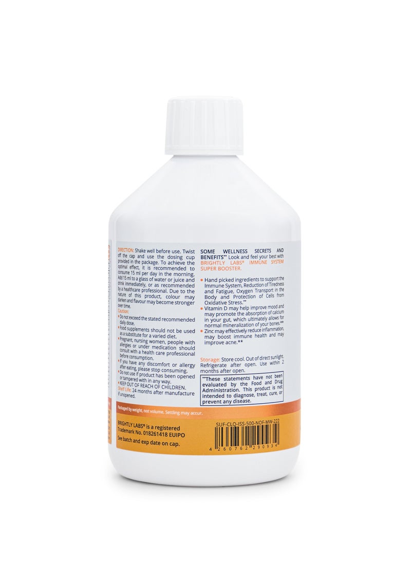 Boost Your Immune System Naturally with our Liquid Super Booster! Pure Orange Flavor, Gluten and Lactose-Free, in a Convenient 500ml Bottle.