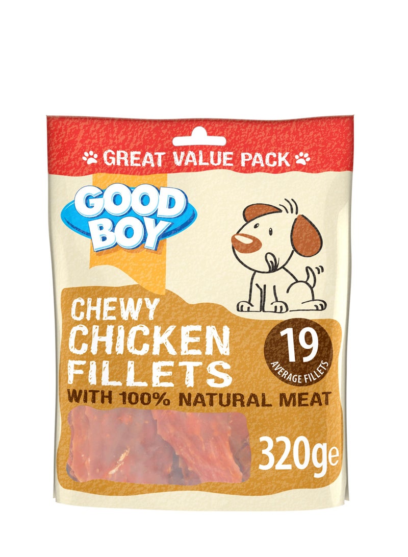 GOODBOY DOG TREATS CHEWY CHICKEN FILLETS 320G VALUE PACK