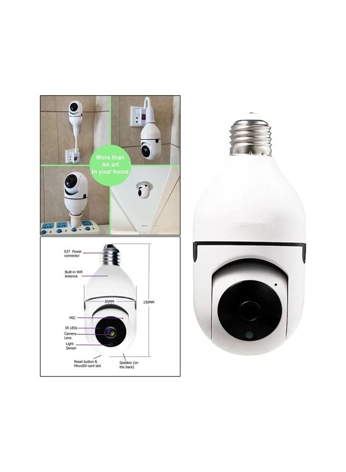 Smart Bulb WiFi Camera: Home Surveillance IP Camera with Night Vision and Alarm