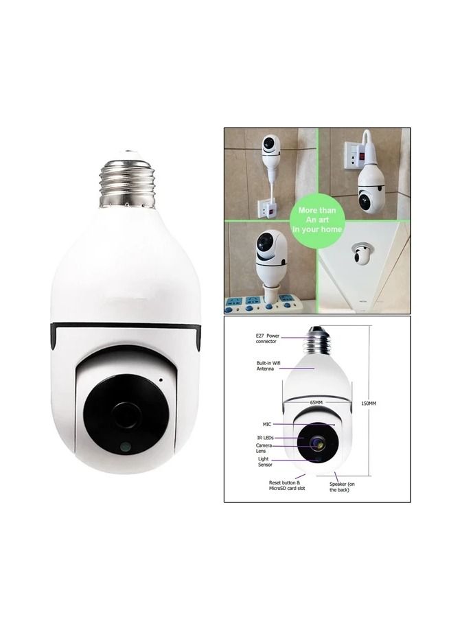 Smart Bulb WiFi Camera: Home Surveillance IP Camera with Night Vision and Alarm