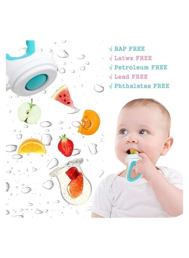 Teething Toys for Babies, DMG Baby Teether Chew Toys, With 2 Fruit Feeders and 4 Silicone Teethers, 3 Different Sized Sacs, BPA Free Natural Organic Freezer Teethers