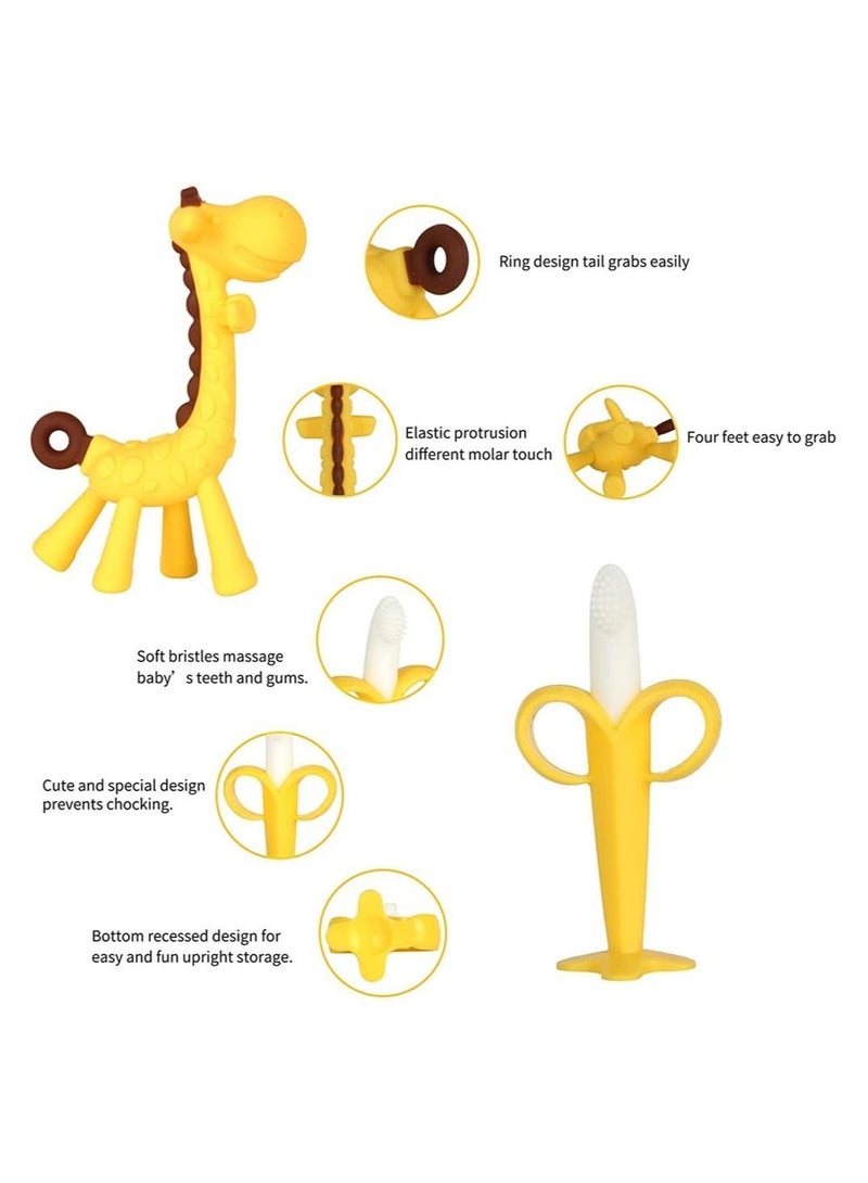Teething Toys for Babies, DMG Baby Teether Chew Toys, With 2 Fruit Feeders and 4 Silicone Teethers, 3 Different Sized Sacs, BPA Free Natural Organic Freezer Teethers