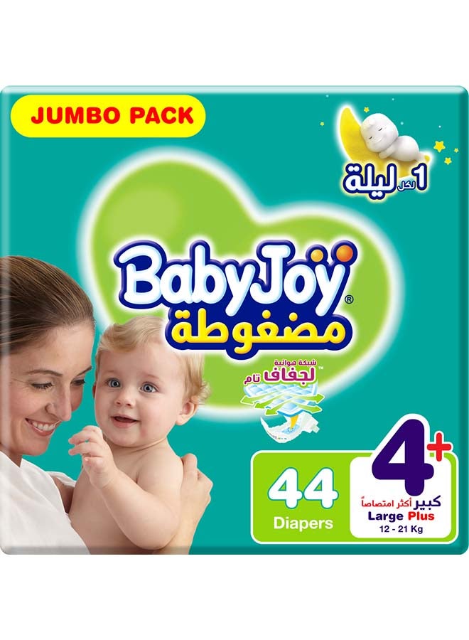 Compressed Diamond Pad, Size 4+ Large Plus, 12 to 21 kg, Jumbo Pack, 44 Diapers