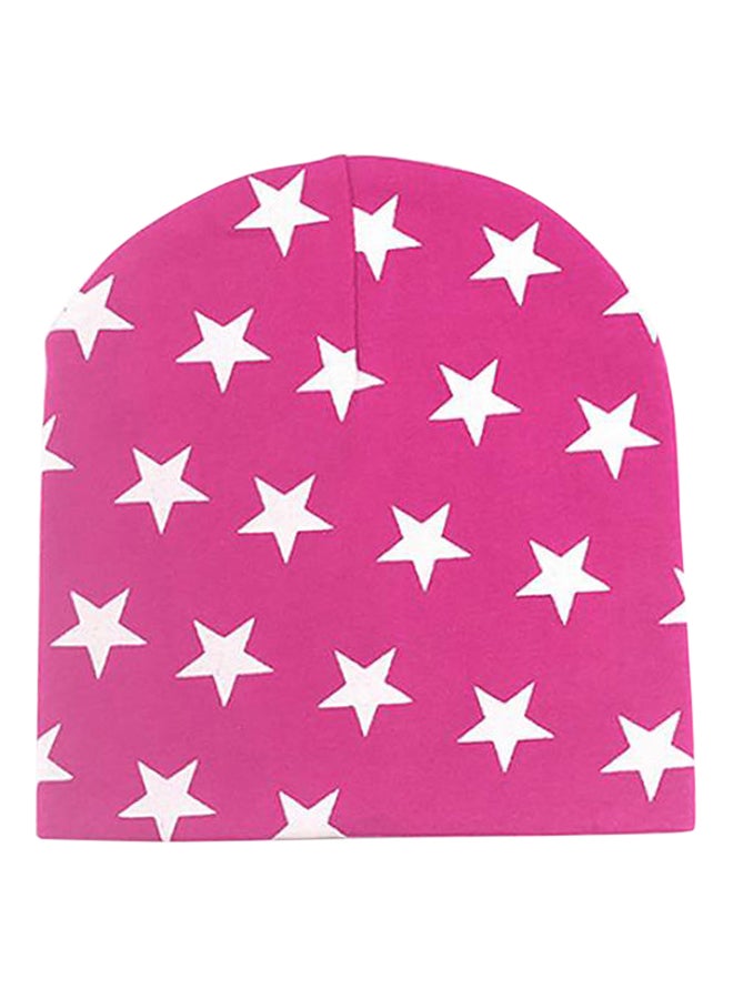 Star Pattern Beanie Pink/White