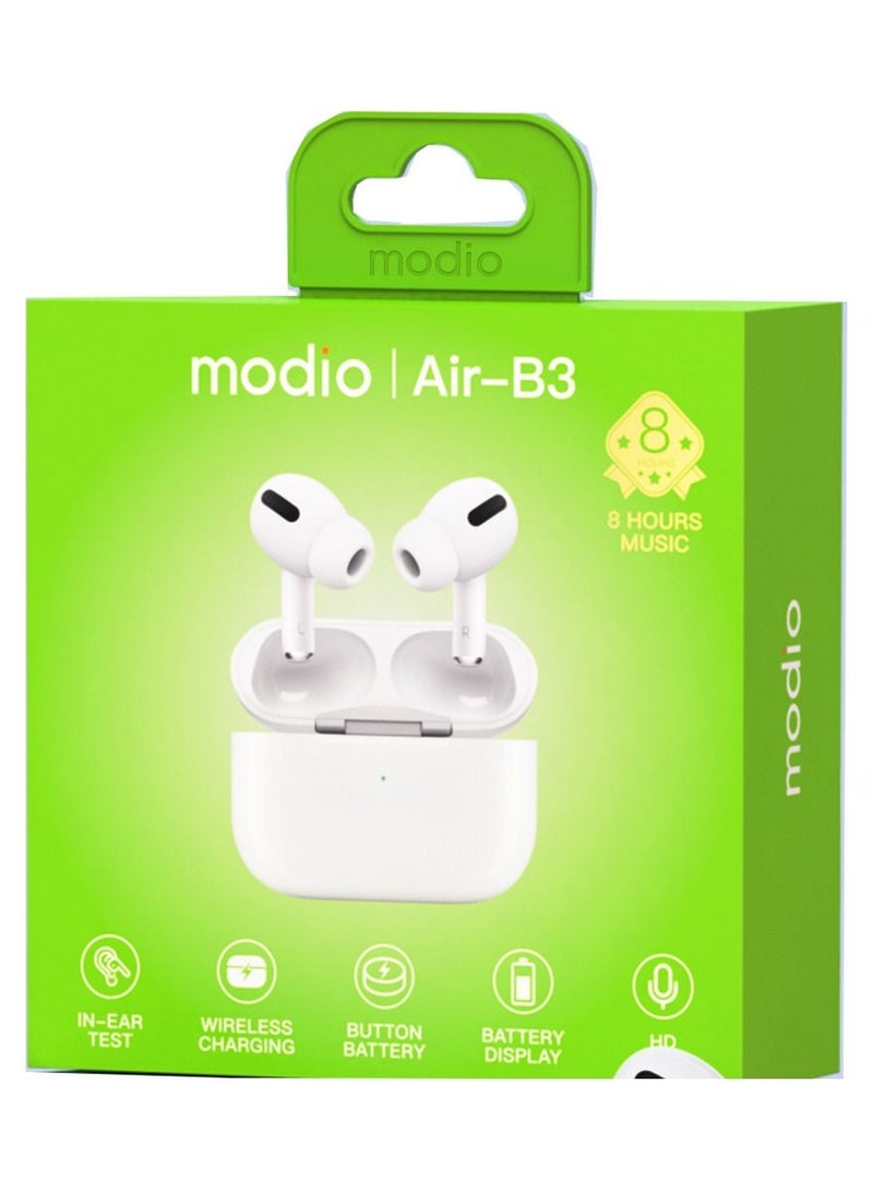 Modio Air-B3 Bluetooth Earbuds With High Bass Sound Quality and Touch Control Compatible With all Android Devices