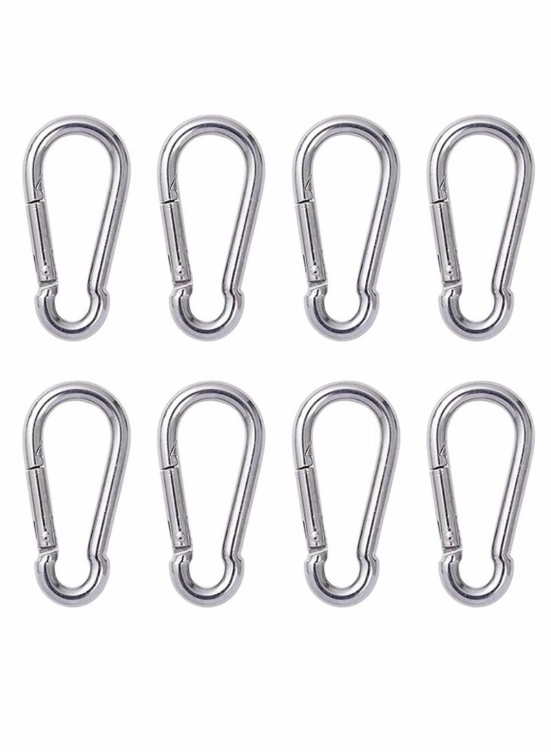 Carabiner Clip Steel Snap Hook - Heavy Duty Quick Link Keychain, Metal Snap Hook for Dog Leash, Outdoor Camping, Swing, Hammock, Hiking, Rope Connected (M6, 60mm, can Hold 300lbs) 8 Pcs