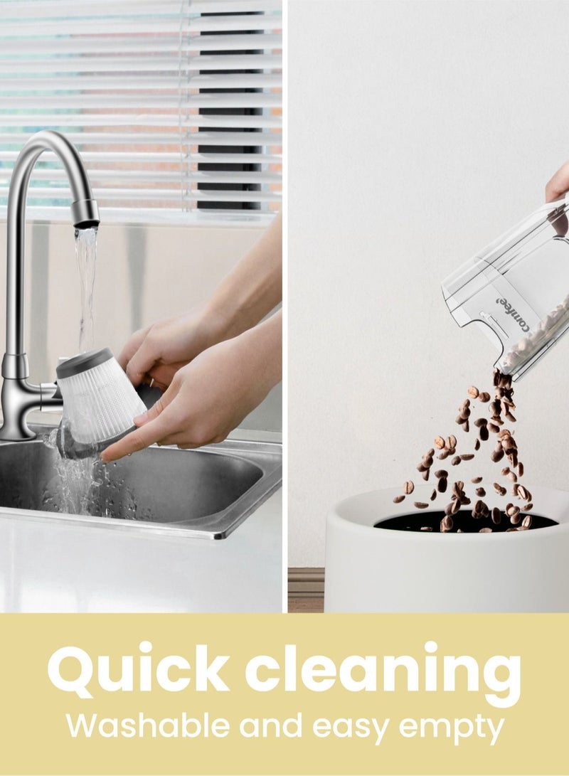 Handheld Vacuum Cleaner 2 in 1 Corded Stick Cleaner 5M Long Cord Lightweight Powerful 600W 16000Pa Suction 0.5L Large Capacity Central Filtration System for Car Home Kitchen Hair- White