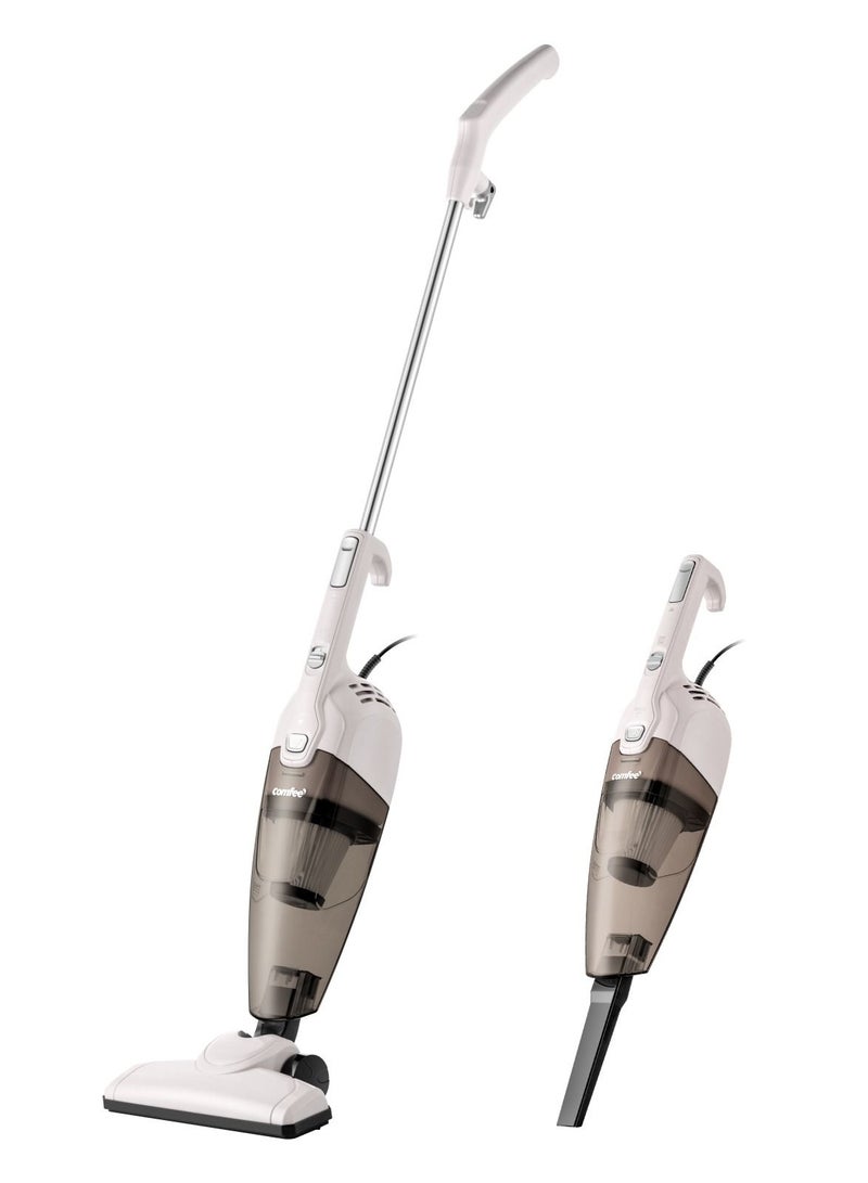 Handheld Vacuum Cleaner 2 in 1 Corded Stick Cleaner 5M Long Cord Lightweight Powerful 600W 16000Pa Suction 0.5L Large Capacity Central Filtration System for Car Home Kitchen Hair- White