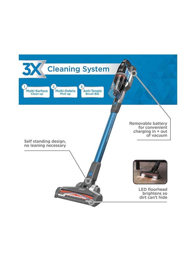 Cordless Stick Vacuum Cleaner, 36V, 4-in-1 with 2.0Ah Lithium-Ion Battery, 40AW Suction Power, 750ml Dust Bowl, 80% Carpet Pickup, Power Series, Extreme 750 ml BHFEV362D-GB Blue/Grey