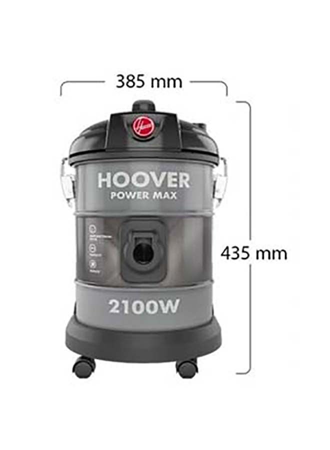 Power Max Drum Vacuum Cleaner 20 Litre Capacity, Large Capacity, With Blower Function For Home & Office Use, 3 Year Motor Warranty - 566101 20 L 2100 W HT87-T2-M / HT87-T2-ME Grey