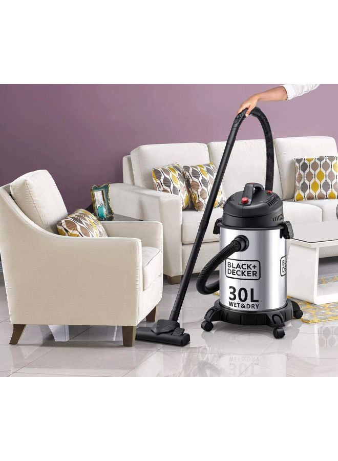 Canister Stainless Steel Vacuum Cleaner With Wet And Dry Function 30 L 1610 W WV1450-B5 Silver/Black