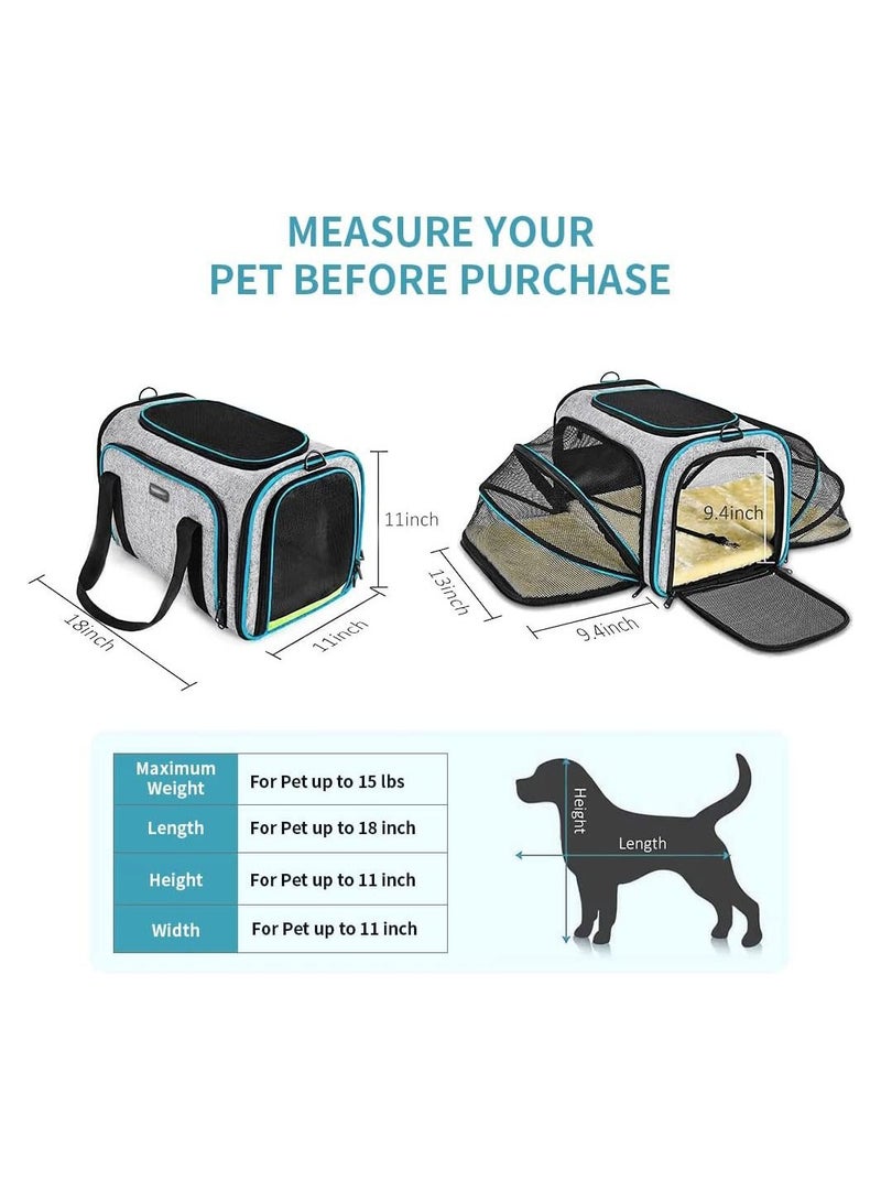 COOLBABY One Shoulder Cat and Dog Bag Pet Double Extension Foldable Bag for Traveling Portable Breathable Pet Carrier Bag Pet Safe Trip