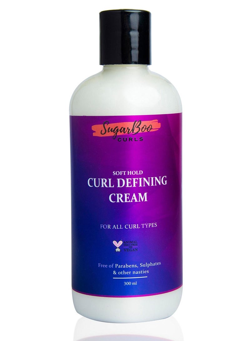 SugarBoo Curls Soft Hold Curl Defining Cream (10.5 Ounce) for Dry, Frizzy, Wavy, Curly Hair Vegan and CG Friendly No Parabens, Sulphates and Other Nasties Leaves Curls Soft